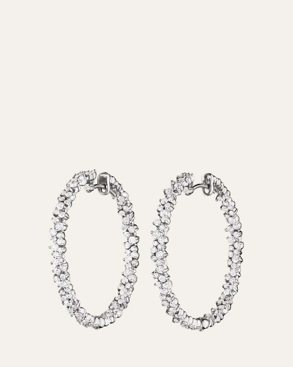 Confetti 18K White Gold Diamond Hoop Earrings, 30mm